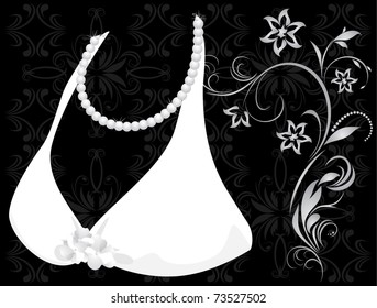 Pearly necklace and dress. Fragment. Vector