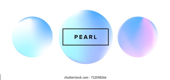 Pearly spheres on white background. Vaporwave style illustration.