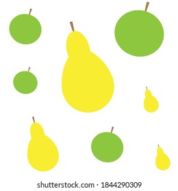 Pears and apples isolated on a white background. Vector graphics