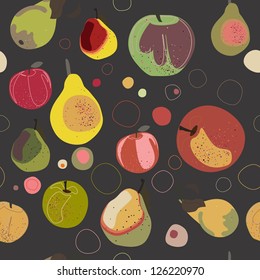 Pears and apples seamless pattern. Vector.
