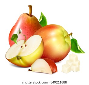 Peras y manzanas. Ilustración vectorial.