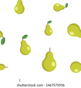 Pears background texture, seamless pattern of pear vector illustrations.