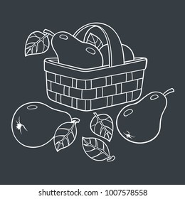 Pears Basket Cartoon Vector Hand Drawn Stock Vector Royalty Free Shutterstock