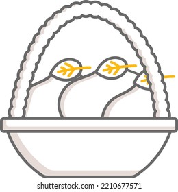 Pears in bucket Vector Icon Design, Autumn or Fall activities Symbol, deciduous weather Sign, harvesting season Elements Stock illustration, Picnic Basket Concept