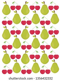 pears and cherries fresh fruits pattern