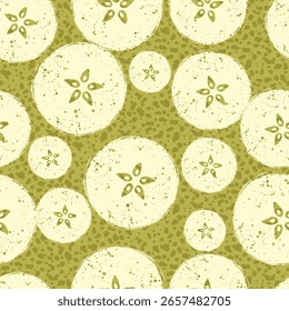 Pears Cross-sectional Slices Vector Seamless Pattern