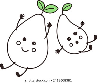 Pears Fruit Character Vector Illustration