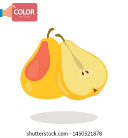 Pears fruit color vector icon. Flat design