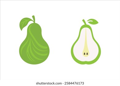 Pears fruit vector on white background. Pear fruit logo icon.