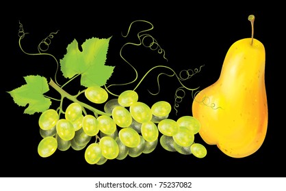 pears and green grapes