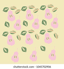 Pears half  pattern, spots, grains. Hand drawn.