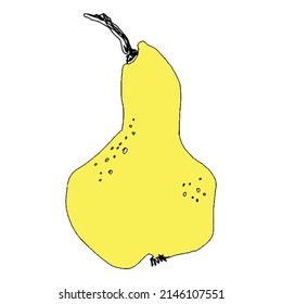 Pears hand drawn outline. The black line art on a white background. Vector element isolated.