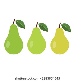 Pears isolated on white background. Set of pears.