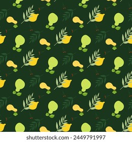 pears and lemons seamless vector pattern,  flat style all over print