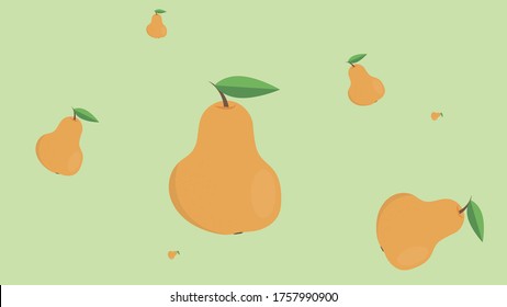 Pears lie on a light green background