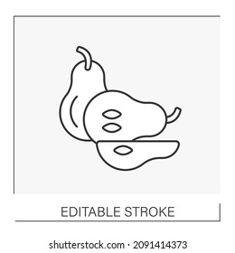  Pears line icon. Edible fruit with sweet, slightly gritty flesh.Balanced nutrition.Fruit concept. Isolated vector illustration. Editable stroke