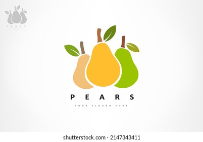 Pears logo vector. Fruit design.