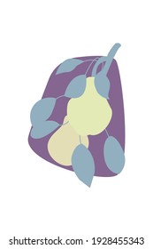 Pears on a branch. Abstract boho minimalist poster for nursery wall design, print for t-shirts, bags, phone cases, etc.