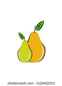 Pears on white background