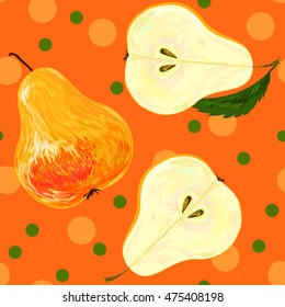 Pears. The pattern of pears. Autumn fruits. Autumn theme.