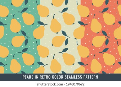 Pears in Retro Color Seamless Pattern.