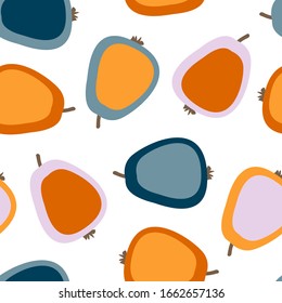 Pears seamless background. Cartoonish colorful design for baby products, fabric, surface decoration and more	