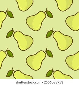 Pears Seamless Background. Pear fruit flat repeat background