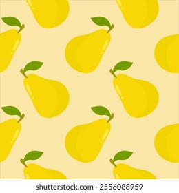 Pears Seamless Background. Pear fruit flat repeat background