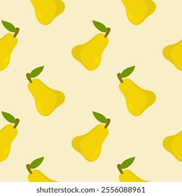 Pears Seamless Background. Pear fruit flat repeat background