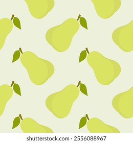 Pears Seamless Background. Pear fruit flat repeat background