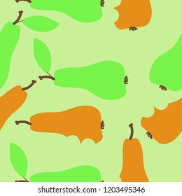 Pears seamless   motif,  leaf. Hand drawn.
