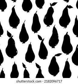 Pears seamless pattern in abstract style on white background. 
Botanical   illustration with fruit vector for modern  design.Trendy hand drawn texture.