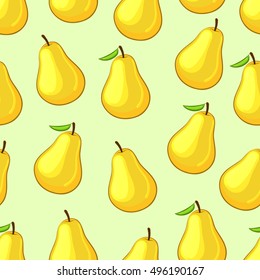 Pears seamless pattern, background. Cartoon style. Vector illustration.