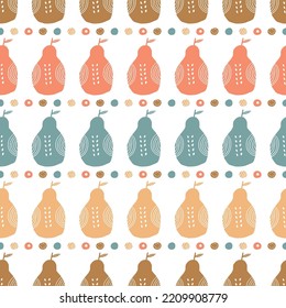 Pears seamless pattern, printable fruit background for textile, packaging design, cover