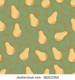 Pears seamless pattern. Retro colors. Vector illustration.