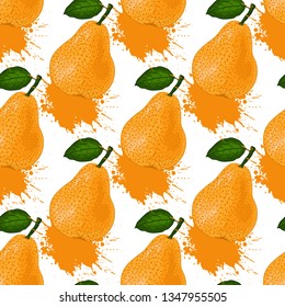 Pears seamless pattern. Vector background for the holidays. Modern design for paper, wallpaper, covers, fabrics, interiors, etc.