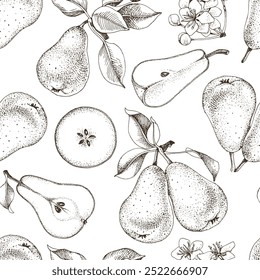 Pears seamless pattern vector illustration