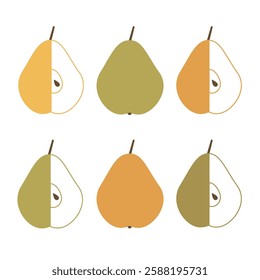 Pears set vector pattern flat style