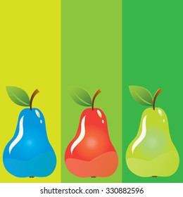 Pears in several colors