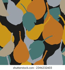 Pears silhouettes, illustration in flat style. Vector seamless pattern