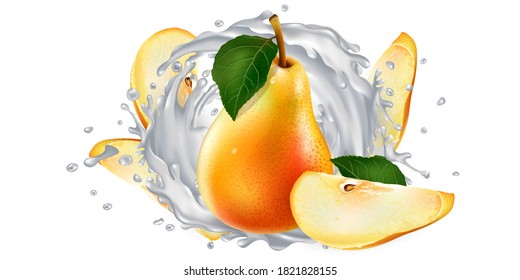 Pears and a splash of milk or yogurt.
