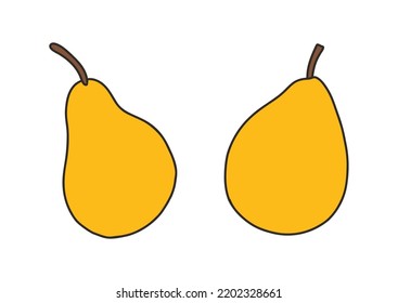 Pears - vector illustration in cartoon style. Objects isolated on white background. Vector isolated icon.