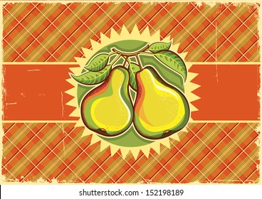 Pears vintage label background on old paper texture