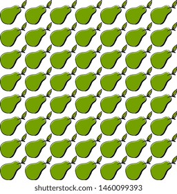 Pears wallpaper, illustration, vector on white background.