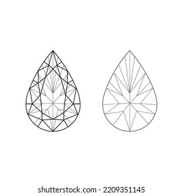 Pearshape diamond stone facet cut . Diamond jewellery