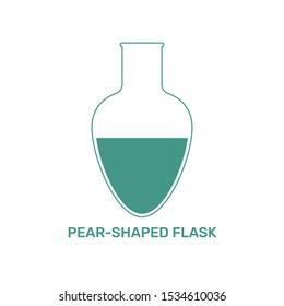 Pear-shaped flask chemistry laboratory glassware vector illustration isolated on white background. 