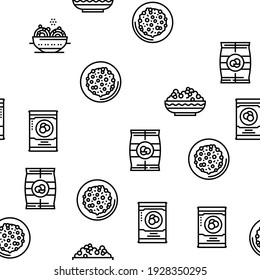 Peas Beans Vegetable Vector Seamless Pattern Thin Line Illustration