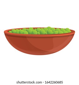 Peas bowl icon. Cartoon of peas bowl vector icon for web design isolated on white background