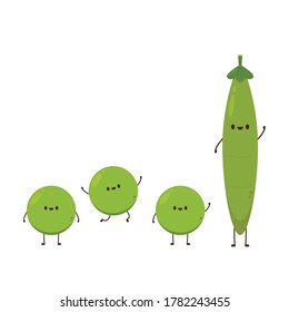 Peas character design. Peas on white background.