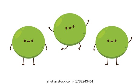 Peas character design. Peas on white background.